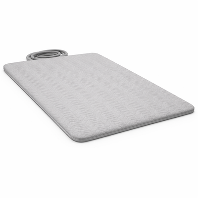 Gray heating pad on a white background good sleep cooling mattress pad